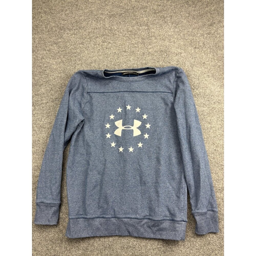 Under Armour Sweatshirt‎ Mens Medium Blue Threadborne Freedom Logo Crewneck